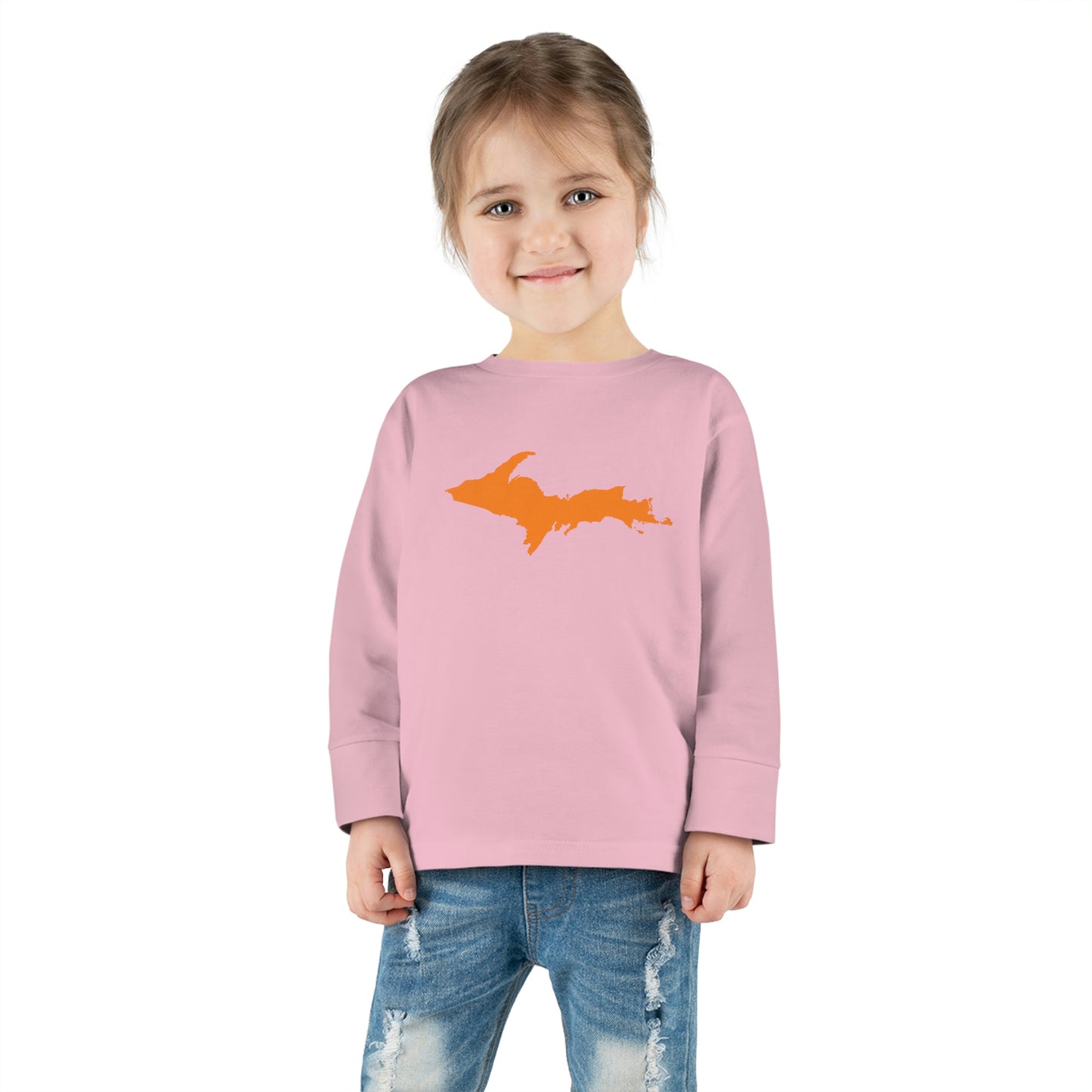 Michigan Upper Peninsula T-Shirt (w/ Orange UP Outline) | Toddler Long Sleeve