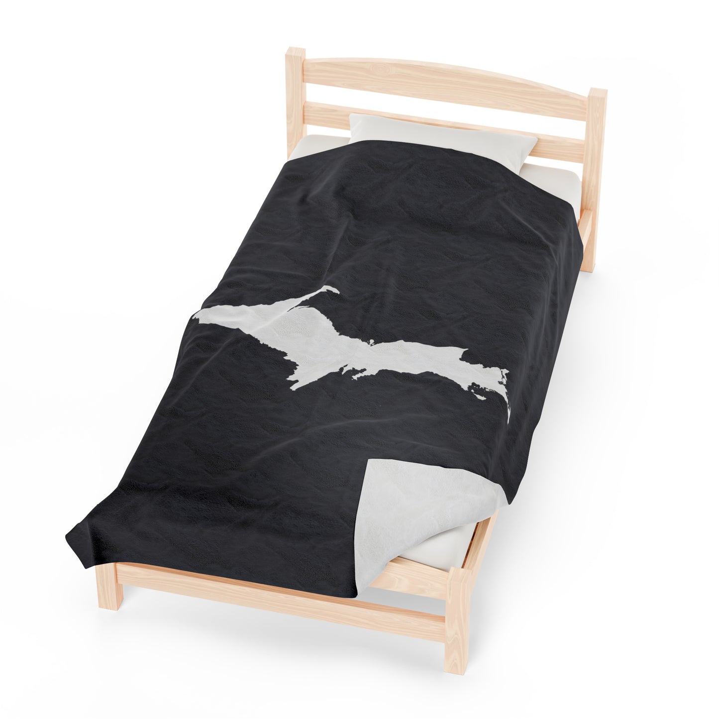 Michigan Upper Peninsula Plush Blanket (w/ UP Outline) | Iron Ore Grey