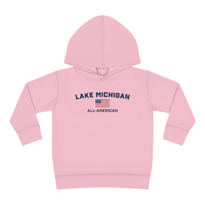 'Lake Michigan All-American' Hoodie (w/USA Flag Outline) | Unisex Toddler