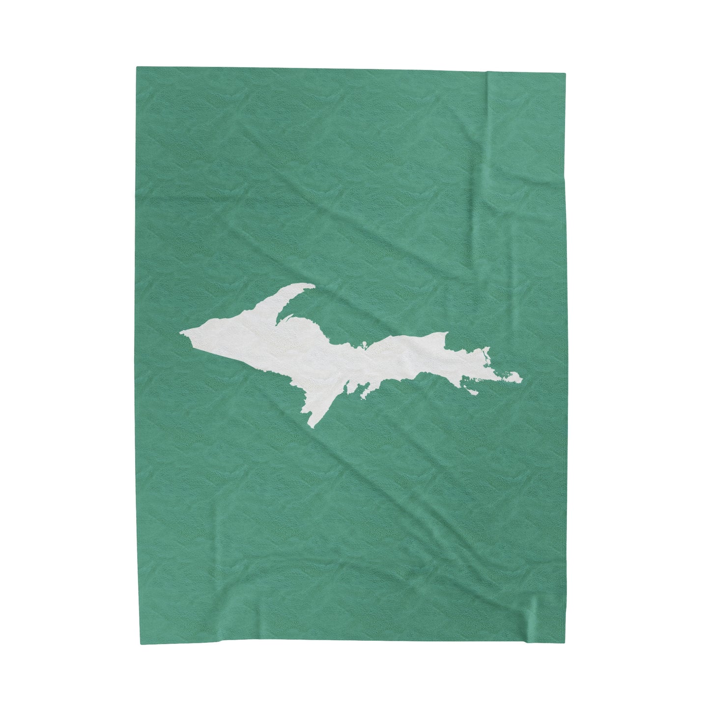 Michigan Upper Peninsula Plush Blanket (w/ UP Outline) | '64 Metallic Mint Green