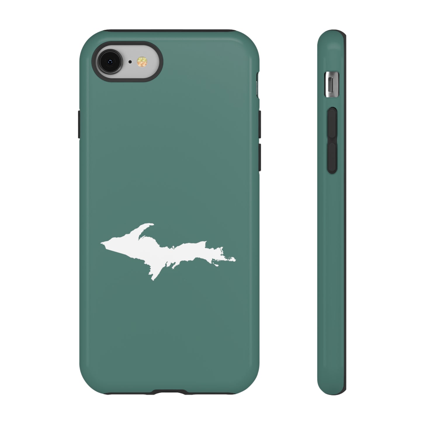 Michigan Upper Peninsula Tough Phone Case (Copper Green w/ UP Outline) | Apple iPhone