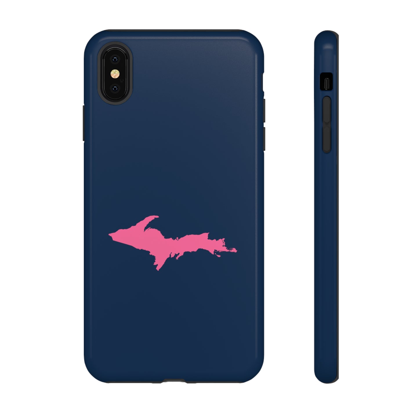 Michigan Upper Peninsula Tough Phone Case (Navy w/ Pink UP Outline) | Apple iPhone