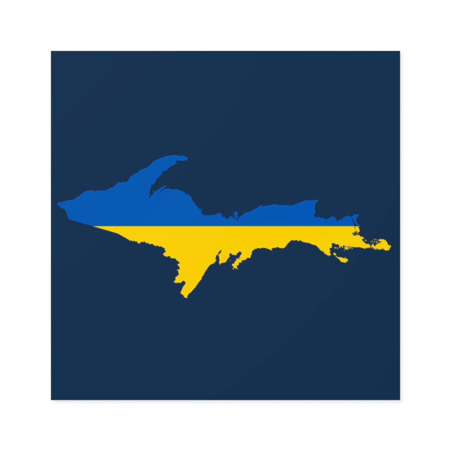 Michigan Upper Peninsula Square Sticker (Navy w/ UP Ukraine Flag Outline) | Indoor/Outdoor