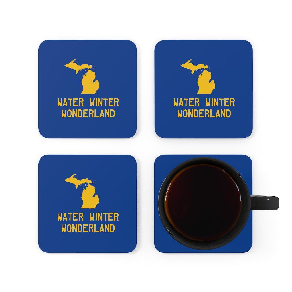 'Water Winter Wonderland' Michigan Corkwood Coaster Set (4pk) - Circumspice Michigan