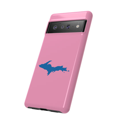 Michigan Upper Peninsula Tough Phone Case ('67 Caddie Pink w/ Azure UP Outline) | Samsung & Pixel Android