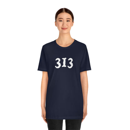 Detroit '313' T-Shirt (Woodcut Font) | Unisex Standard Fit