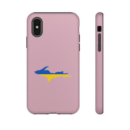 Michigan Upper Peninsula Tough Phone Case (Pink w/ UP Ukraine Flag Outline) | Apple iPhone