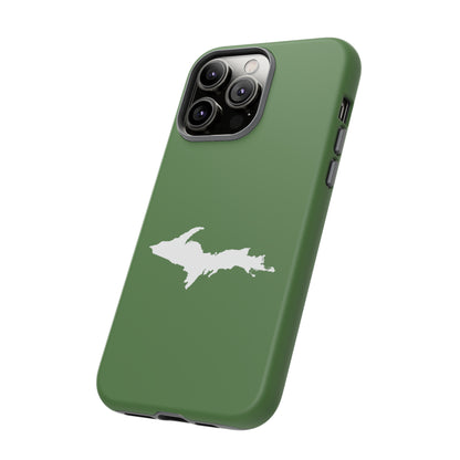 Michigan Upper Peninsula Tough Phone Case (Pine Green w/ UP Outline) | Apple iPhone