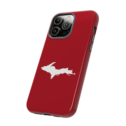 Michigan Upper Peninsula Tough Phone Case (Thimbleberry Red w/ UP Outline) | Apple iPhone