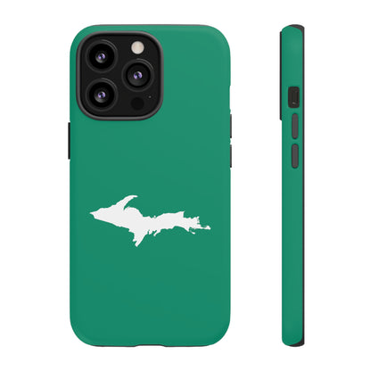 Michigan Upper Peninsula Tough Phone Case (Emerald Green w/ UP Outline) | Apple iPhone