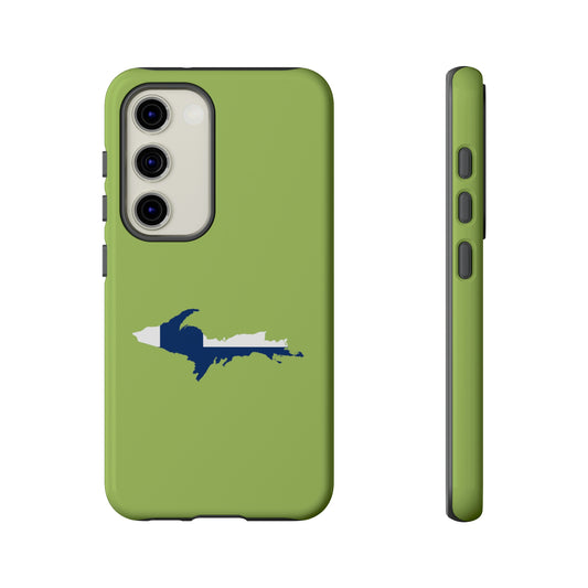 Michigan Upper Peninsula Tough Phone Case (Gooseberry Green w/ UP Finland Flag Outline) | Samsung & Pixel Android