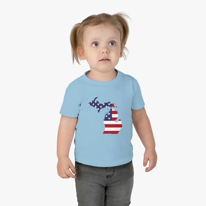 Michigan Infant T-Shirt (w/ MI USA Flag Outline) | Short Sleeve