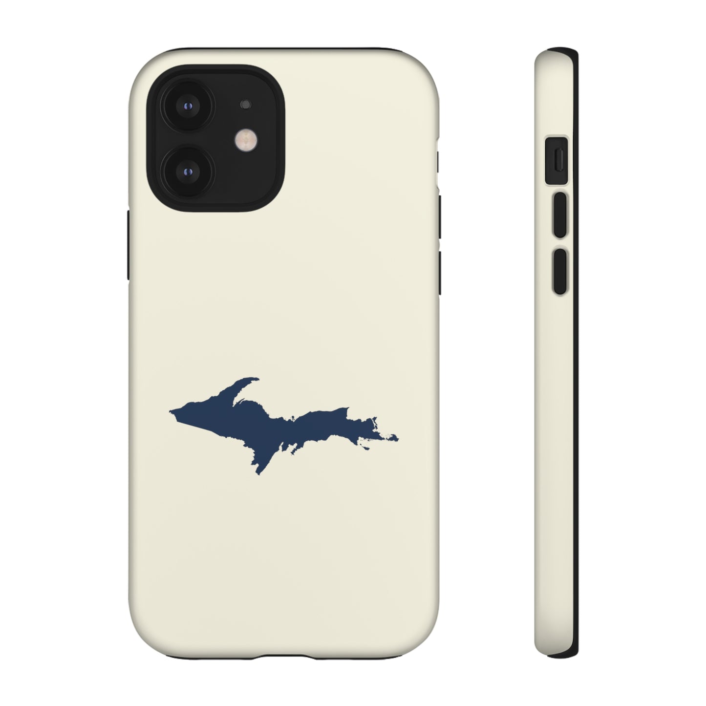 Michigan Upper Peninsula Tough Phone Case (Ivory w/ UP Outline) | Apple iPhone