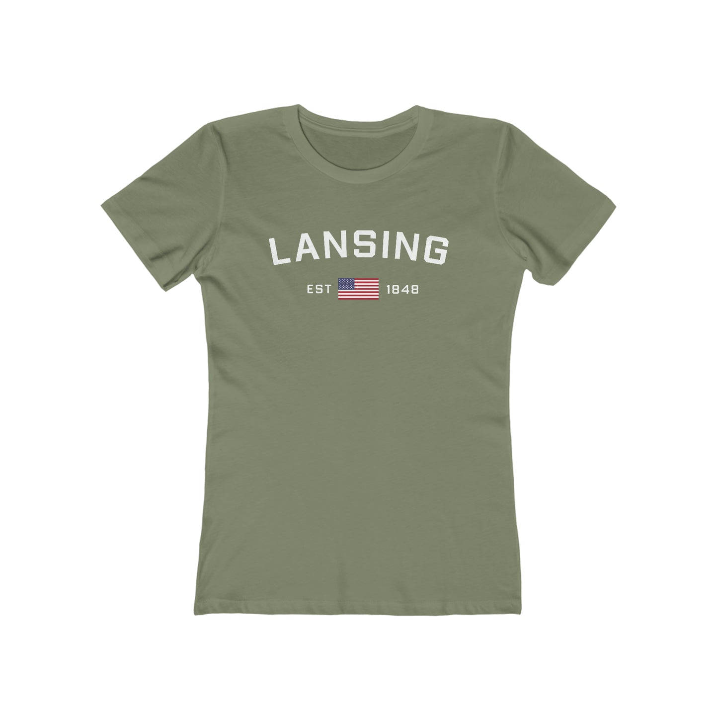 'Lansing EST 1848' (w/USA Flag Outline) | Women's Boyfriend Cut