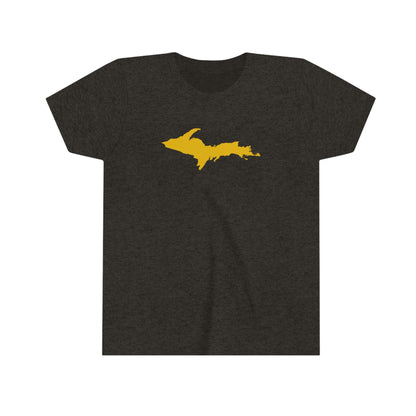 Michigan Upper Peninsula T-Shirt (w/ Gold UP Outline) | Youth Short Sleeve