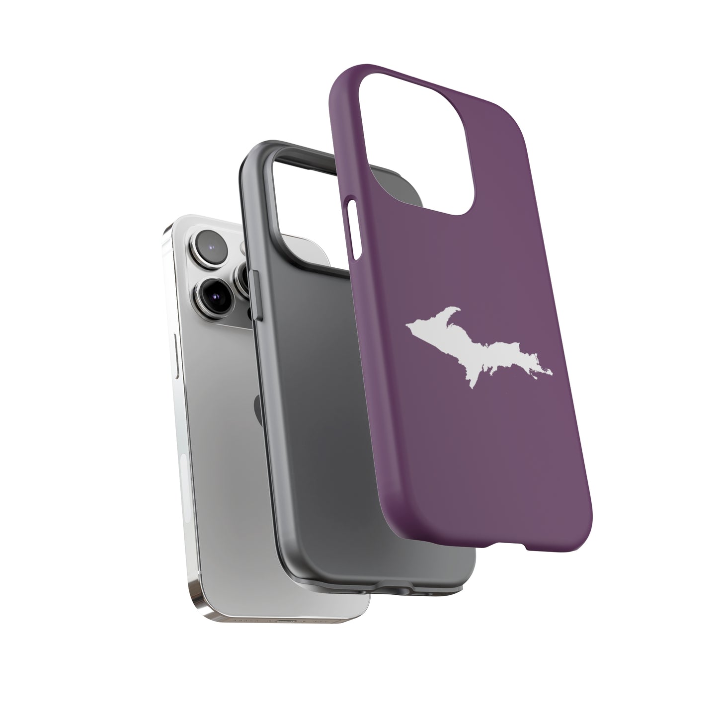 Michigan Upper Peninsula Tough Phone Case (Plum w/ UP Outline) | Apple iPhone