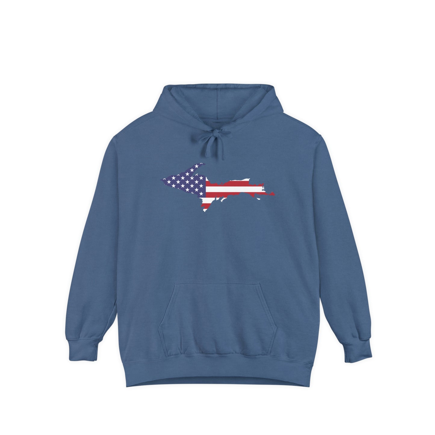 Michigan Upper Peninsula Hoodie (w/ UP USA Flag Outline) | Unisex Garment-Dyed