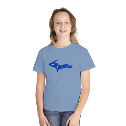 Michigan Upper Peninsula T-Shirt (w/ UP Quebec Flag Outline) | Youth Garment-Dyed