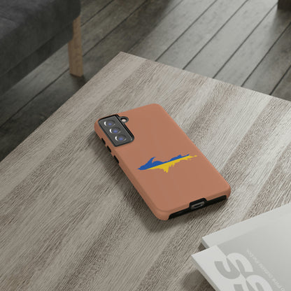 Michigan Upper Peninsula Tough Phone Case (Copper Color w/ UP Ukraine Flag Outline) | Samsung & Pixel Android