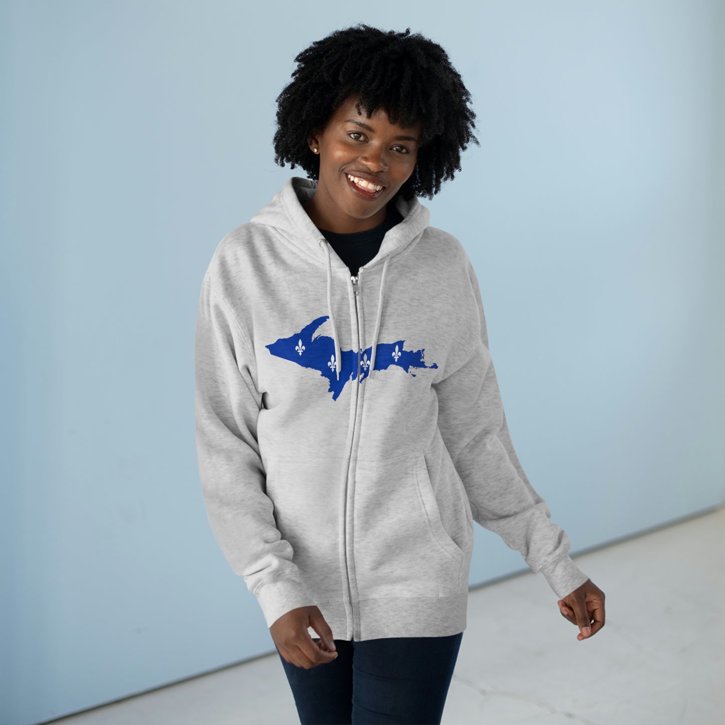 Michigan Upper Peninsula Full-Zip Hoodie (w/ UP Quebec Flag Outline)