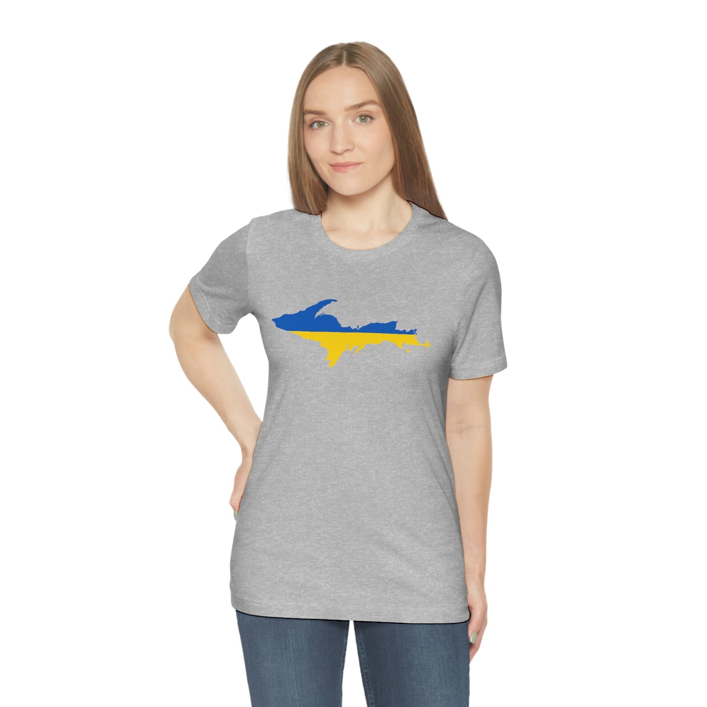 Michigan Upper Peninsula T-Shirt (w/ UP Ukraine Flag Outline) | Unisex Standard Fit