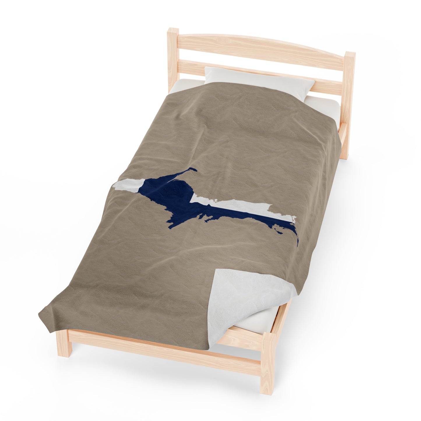 Michigan Upper Peninsula Plush Blanket (w/ UP Finland Flag Outline) | Dark Canvas Color