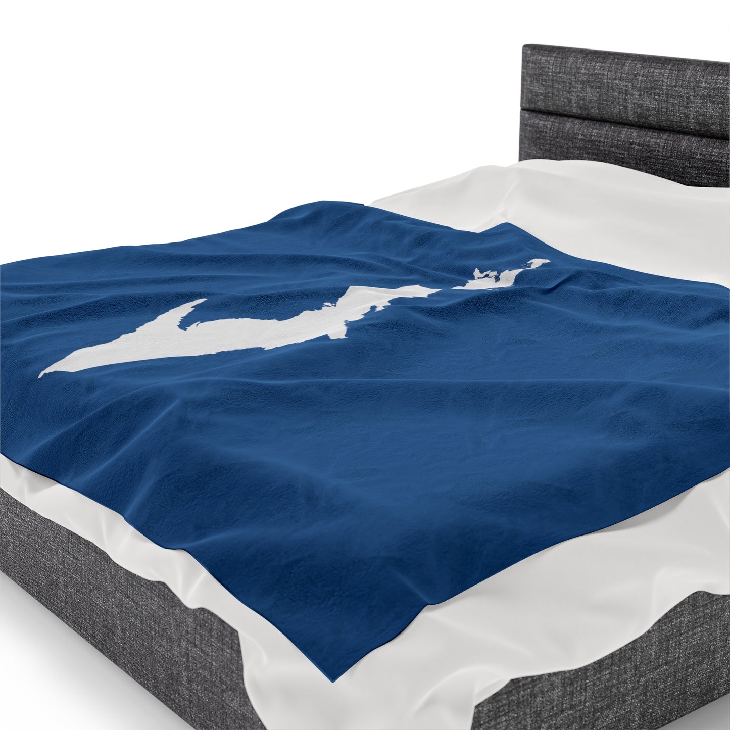 Michigan Upper Peninsula Plush Blanket (w/ UP Outline) | Lake Superior Blue