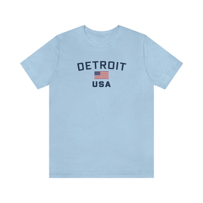 'Detroit USA' T-Shirt (w/ USA Flag Outline) | Unisex Standard Fit