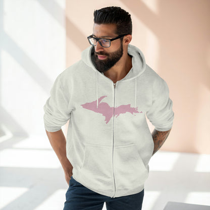 Michigan Upper Peninsula Full-Zip Hoodie (w/ Pink UP Outline)