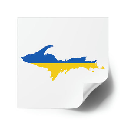 Michigan Upper Peninsula Square Sticker (w/ UP Ukraine Flag Outline) | Indoor/Outdoor