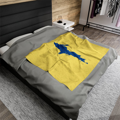 Michigan Upper Peninsula Plush Blanket (w/ Azure UP Outline) | Cherry Yellow