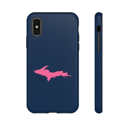 Michigan Upper Peninsula Tough Phone Case (Navy w/ Pink UP Outline) | Apple iPhone