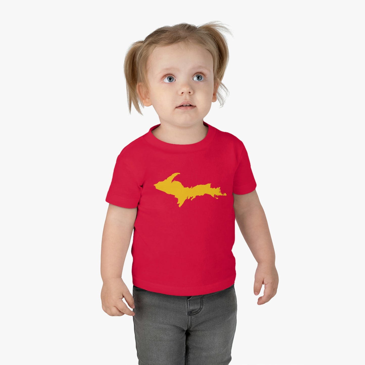 Michigan Upper Peninsula Infant T-Shirt (w/ Gold UP Outline) | Short Sleeve