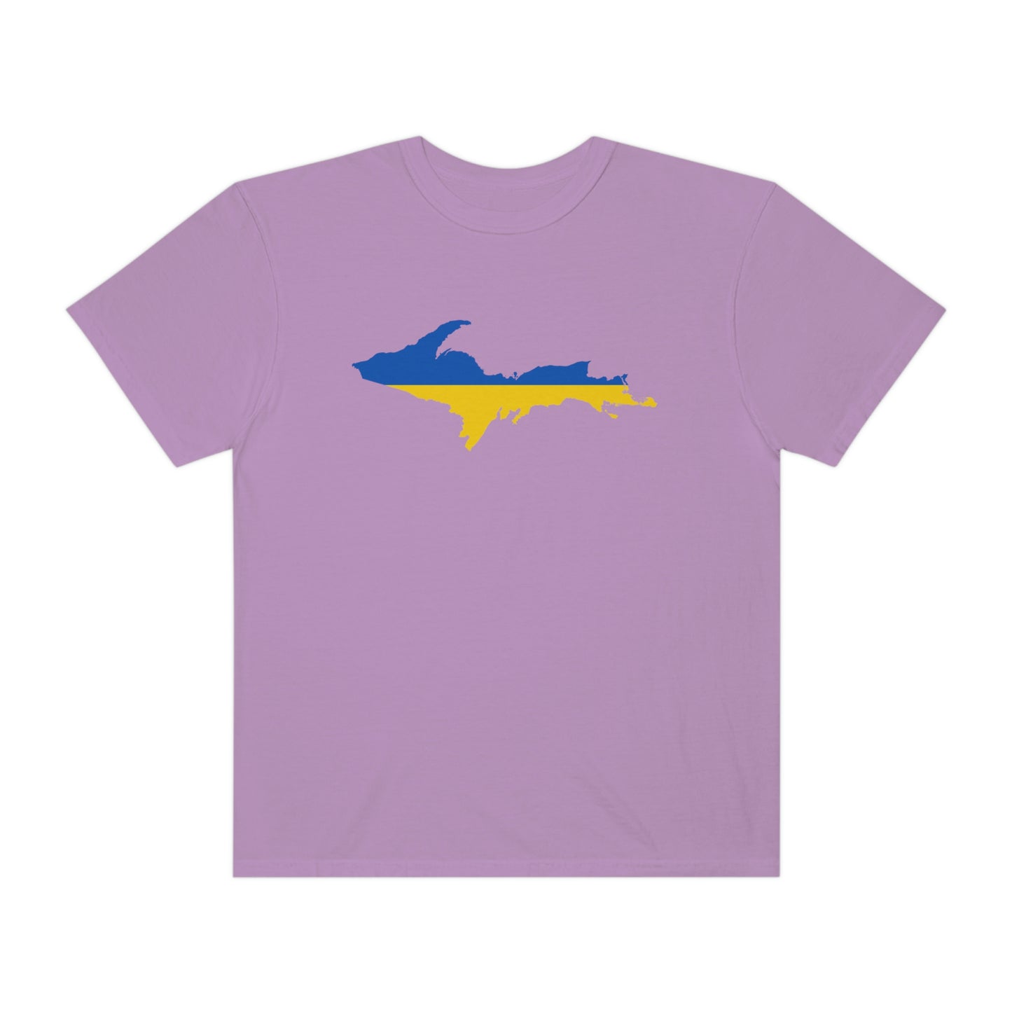 Michigan Upper Peninsula T-Shirt (w/ UP Ukraine Flag Outline) | Unisex Garment-Dyed