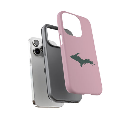 Michigan Upper Peninsula Tough Phone Case (Pink w/ Green UP Outline) | Apple iPhone