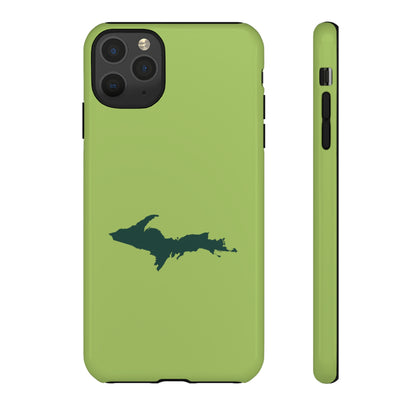 Michigan Upper Peninsula Tough Phone Case (Gooseberry Green w/ Green UP Outline) | Apple iPhone