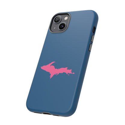 Michigan Upper Peninsula Tough Phone Case (Blueberry w/ Pink UP Outline) | Apple iPhone