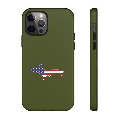 Michigan Upper Peninsula Tough Phone Case (Army Green w/ UP USA Outline) | Apple iPhone