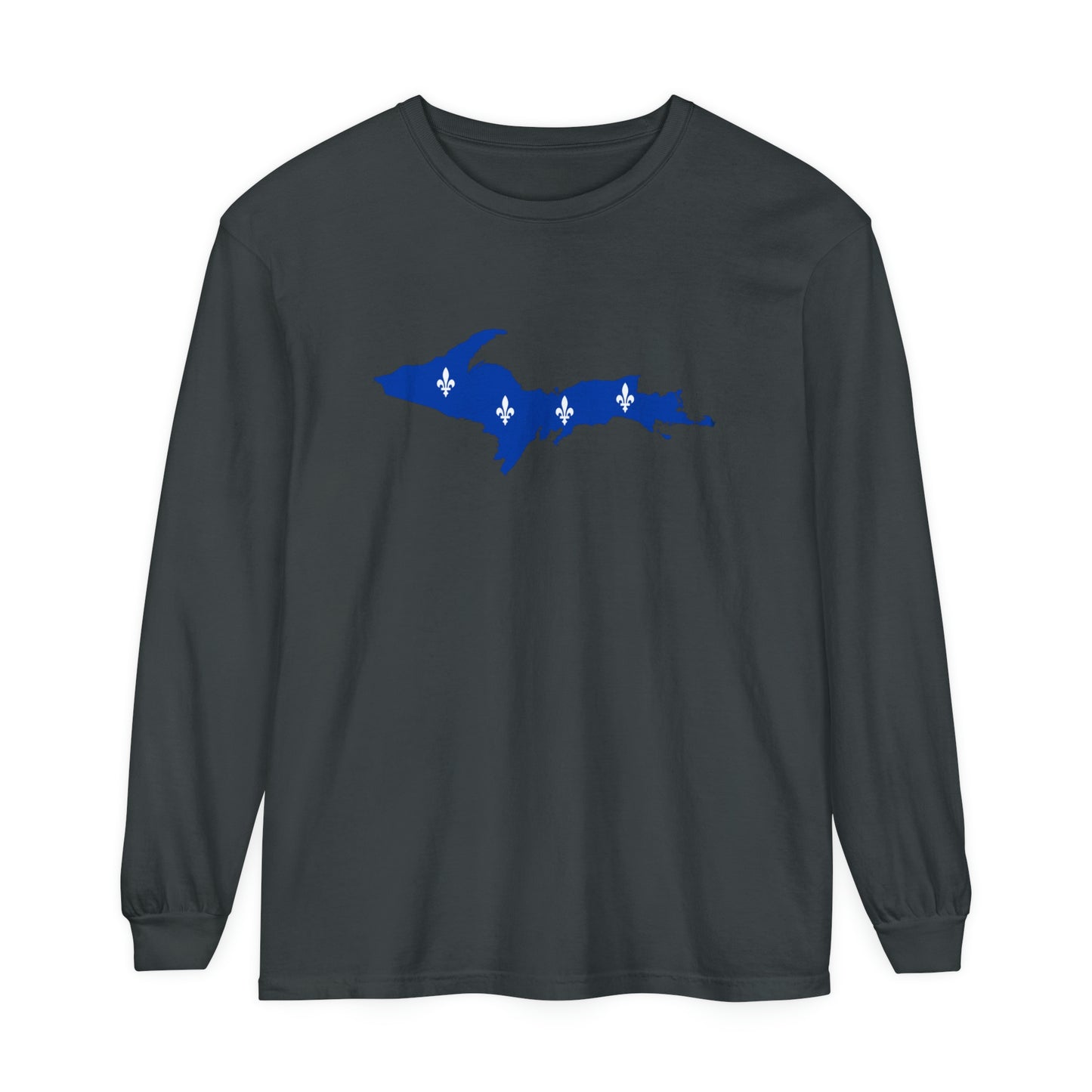 Michigan Upper Peninsula Garment-Dyed T-Shirt (w/ UP Quebec Flag Outline) | Unisex Long Sleeve