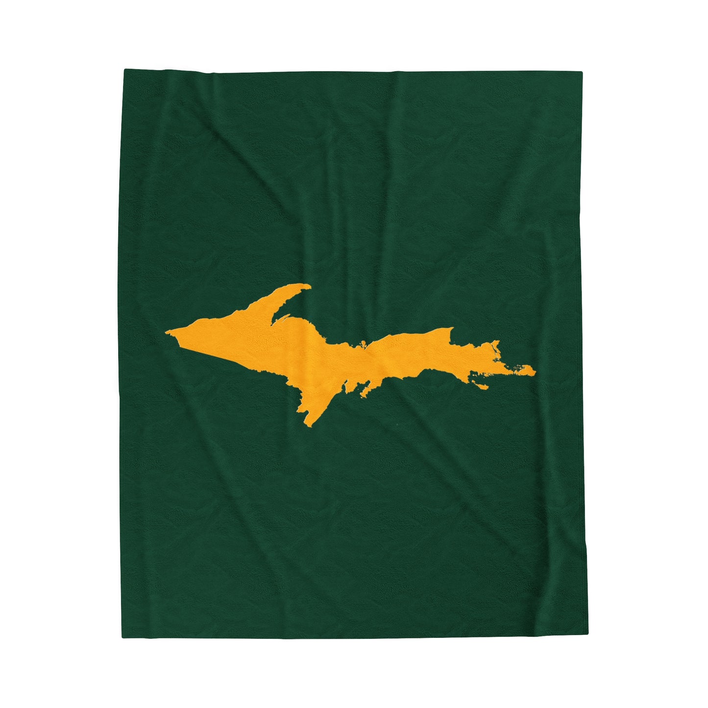 Michigan Upper Peninsula Plush Blanket (w/ Gold UP Outline) | Superior Green