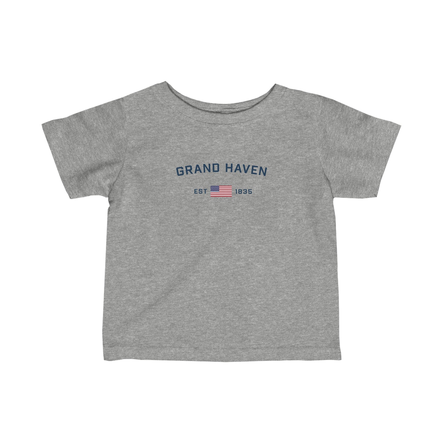 'Grand Haven EST 1848' T-Shirt (w/USA Flag Outline) |  Infant Short Sleeve