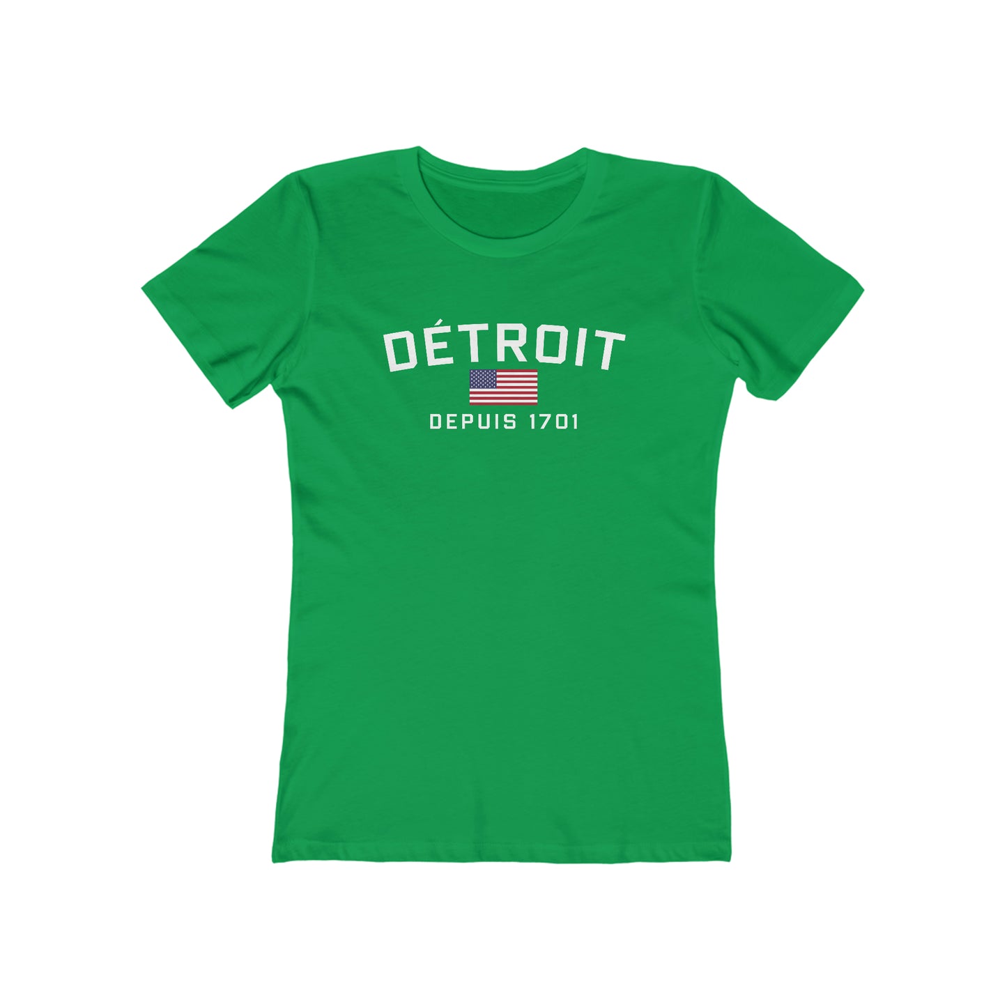 'Détroit Depuis 1701' T-Shirt (w/USA Flag Outline) | Women's Boyfriend Cut