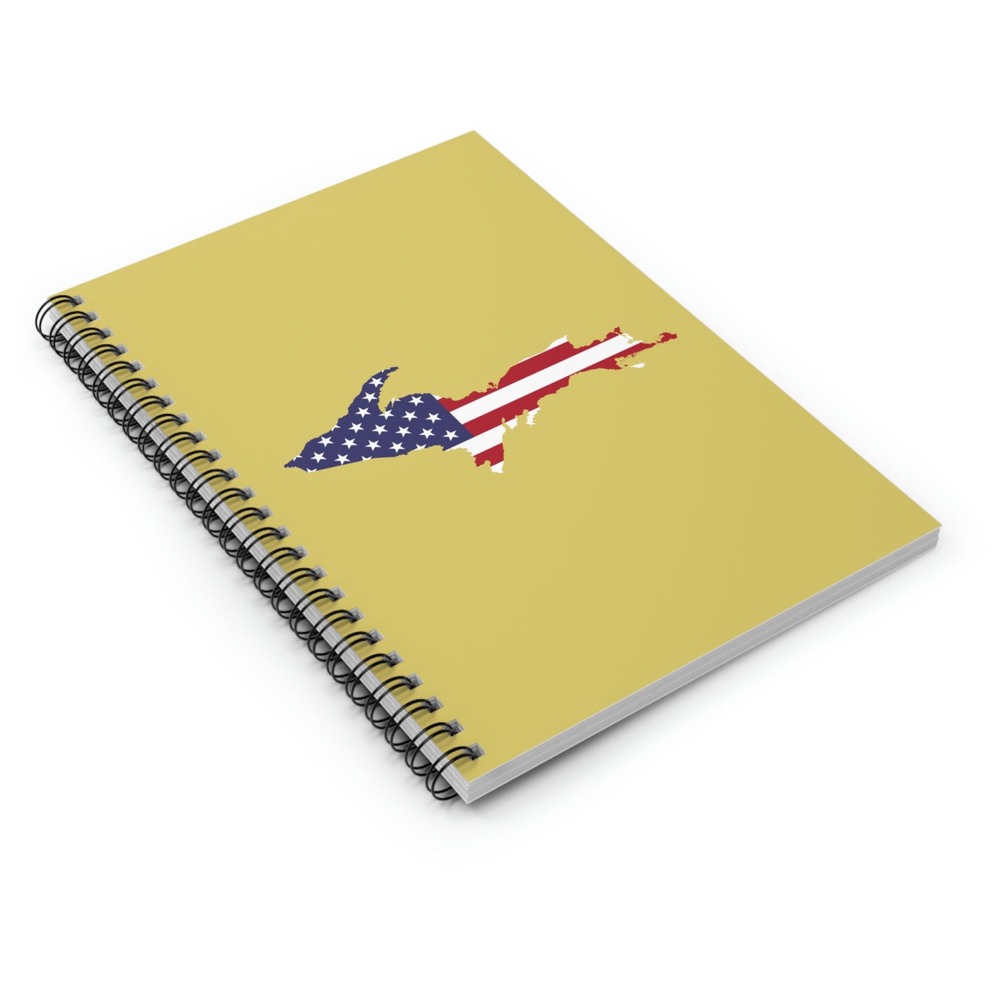Michigan Upper Peninsula Spiral Notebook (w/ UP USA Flag Outline) | Plum Yellow