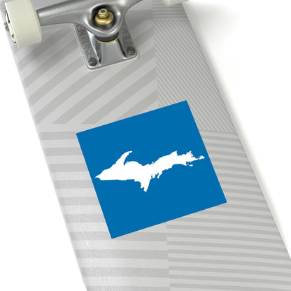 Michigan Upper Peninsula Square Sticker (Azure w/ UP Outline) | Indoor/Outdoor