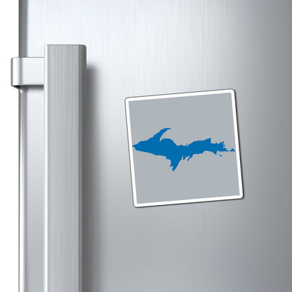 Michigan Upper Peninsula Square Magnet (Silver w/ Azure UP Outline)