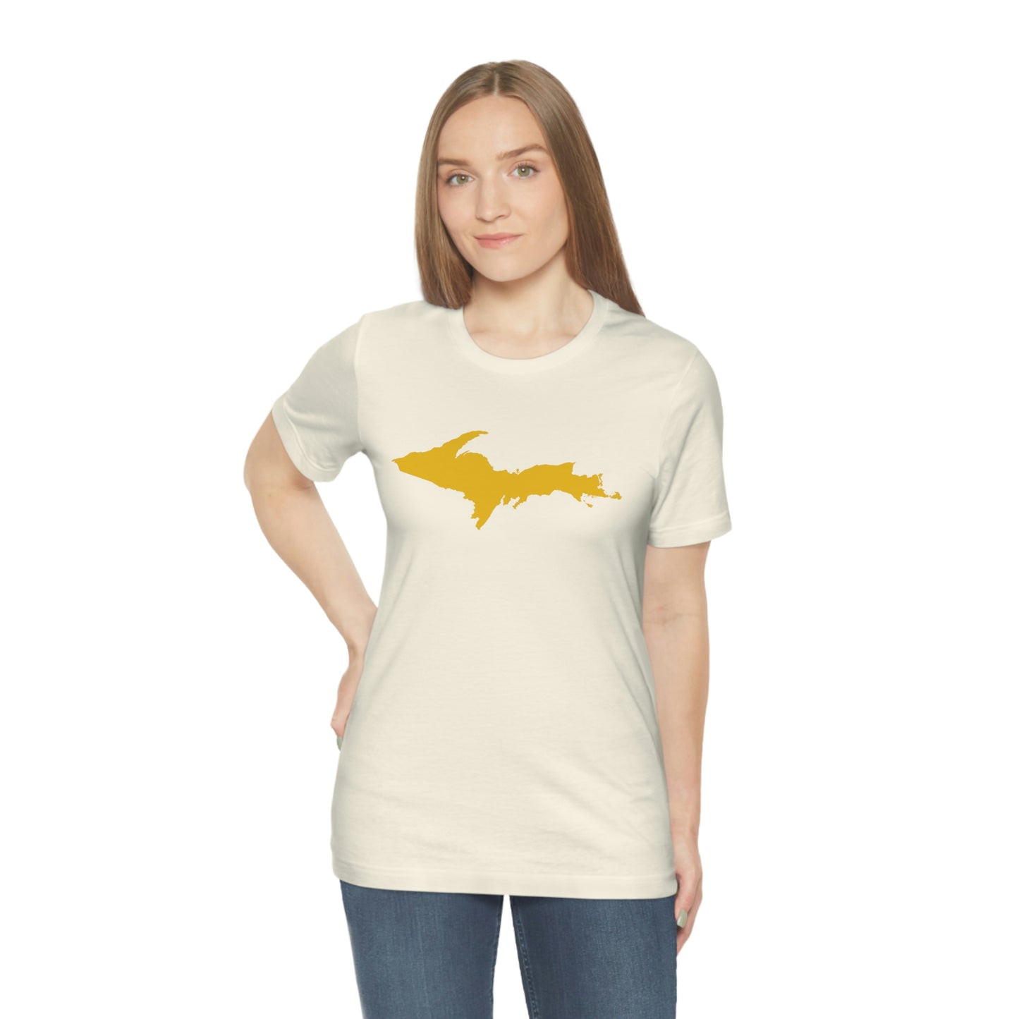 Michigan Upper Peninsula T-Shirt (w/ Gold UP Outline) | Unisex Standard Fit