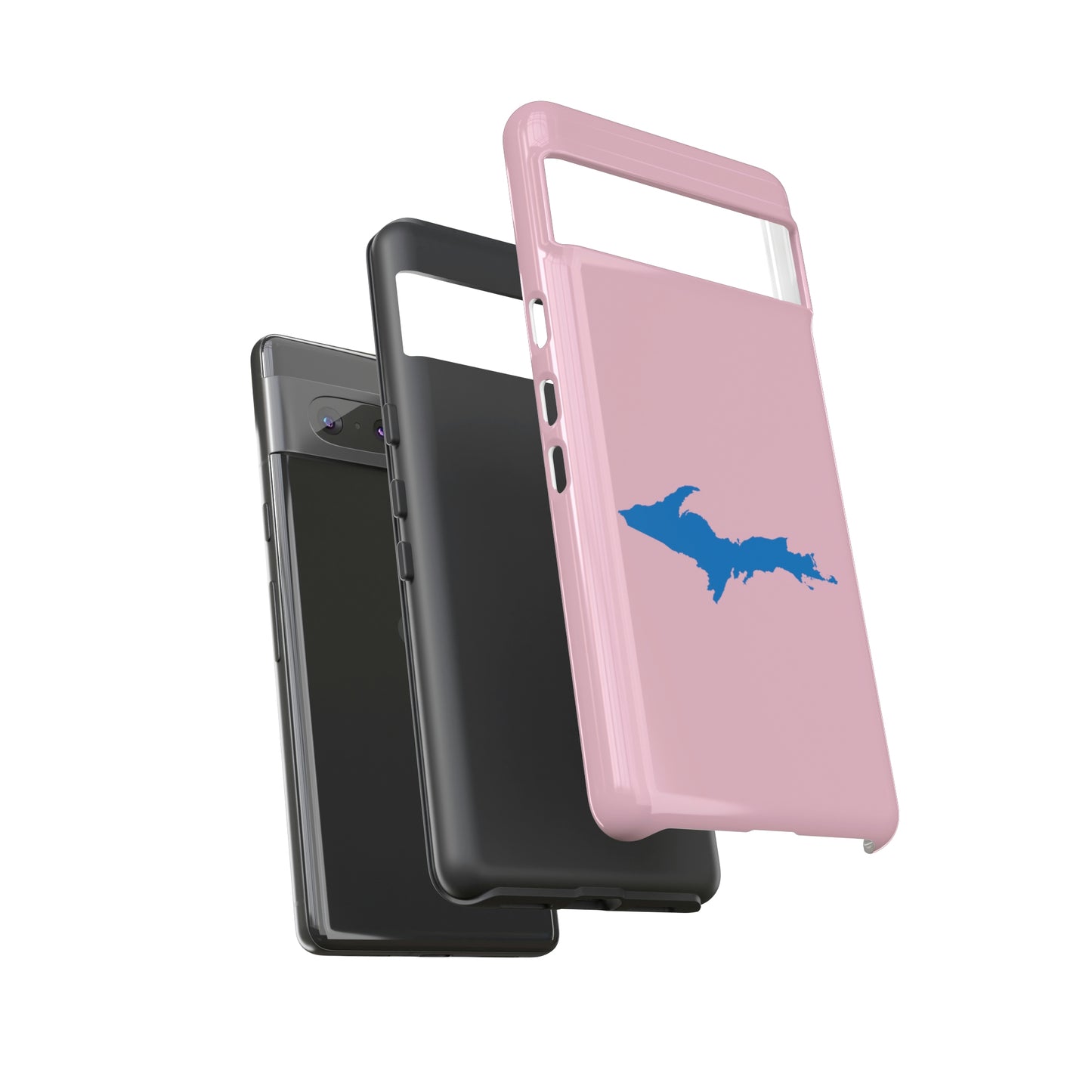 Michigan Upper Peninsula Tough Phone Case (Pink w/ Azure UP Outline) | Samsung & Pixel Android