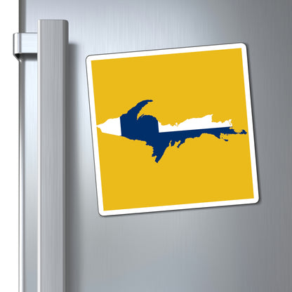 Michigan Upper Peninsula Square Magnet (Gold w/ UP Finland Flag Outline)