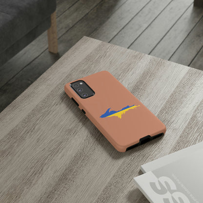 Michigan Upper Peninsula Tough Phone Case (Copper Color w/ UP Ukraine Flag Outline) | Samsung & Pixel Android