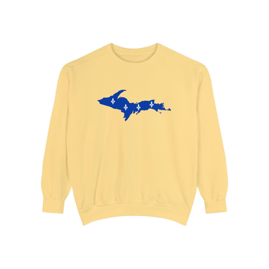 Michigan Upper Peninsula Sweatshirt (w/ UP Quebec Flag Outline) | Unisex Garment Dyed